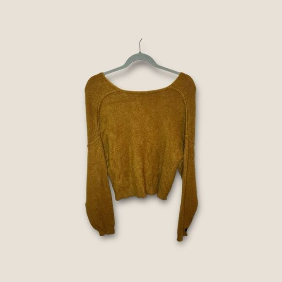 Free People Princess V Neck Sweater Gold Size XS NWOT - Picture 4 of 7